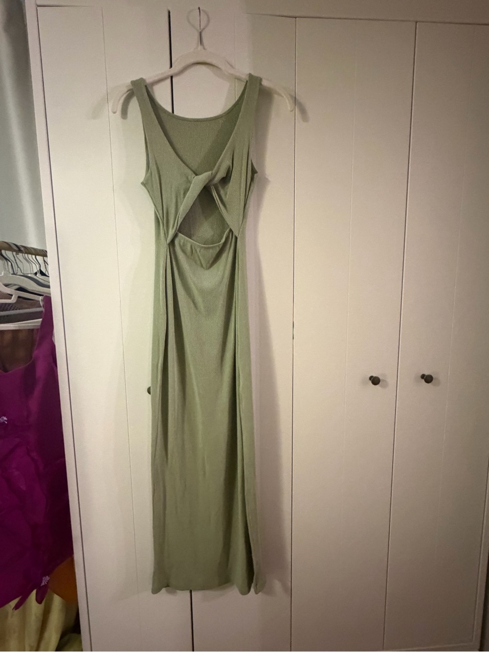 L Space Sleeveless Sage Green Twist-Back Maxi Dress
